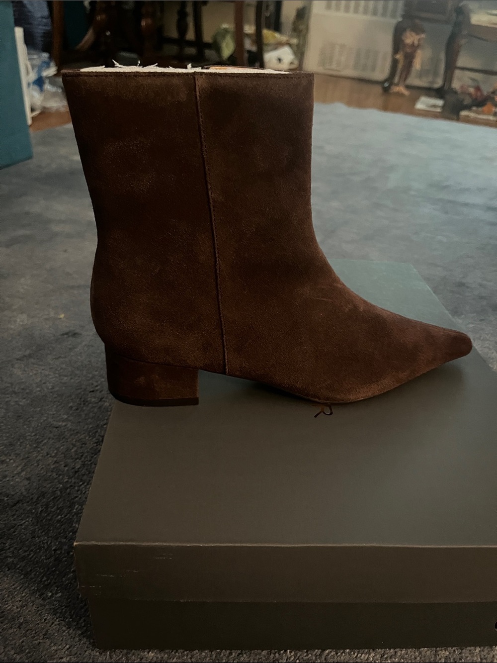 Ann Taylor Chocolate Brown Suede Pointed Ankle Boots